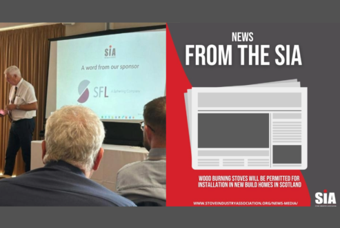 Celebrating the Good News for Scotland at the SIA! Wood burning stoves permitted for installation in new build homes in Scotland!